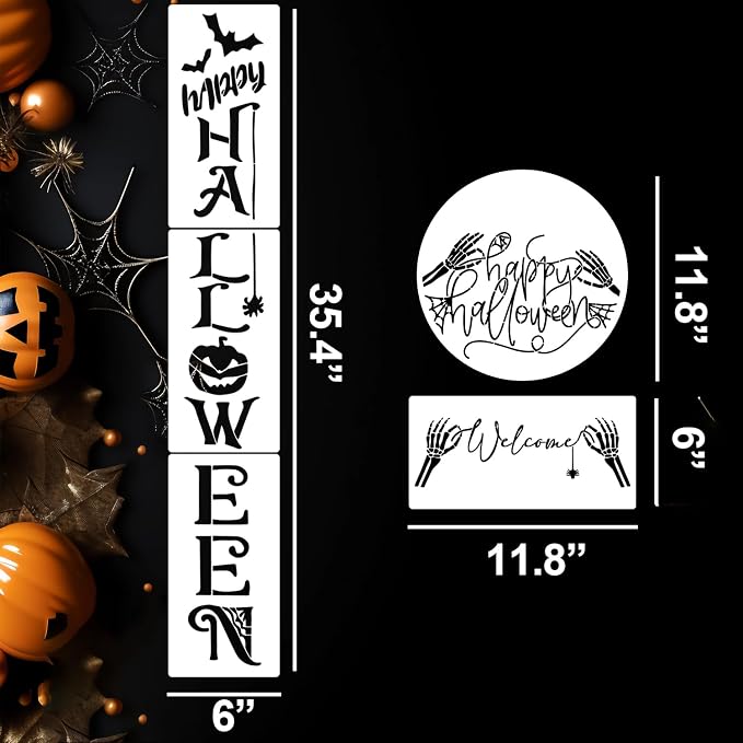 Halloween Stencils for Painting Large Skeleton Porch Stencils Ghost Boo Spooky - Image 2