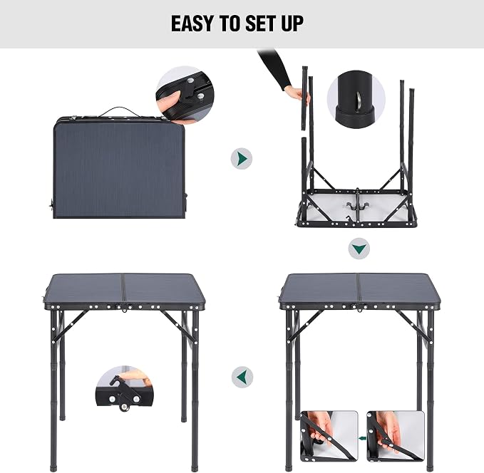 RedSwing Small Folding Table Adjustable Height, Lightweight and Portable - Image 7