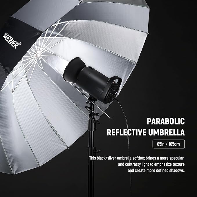 NEEWER 65"/165cm Parabolic Reflective Umbrella Photography - Image 2