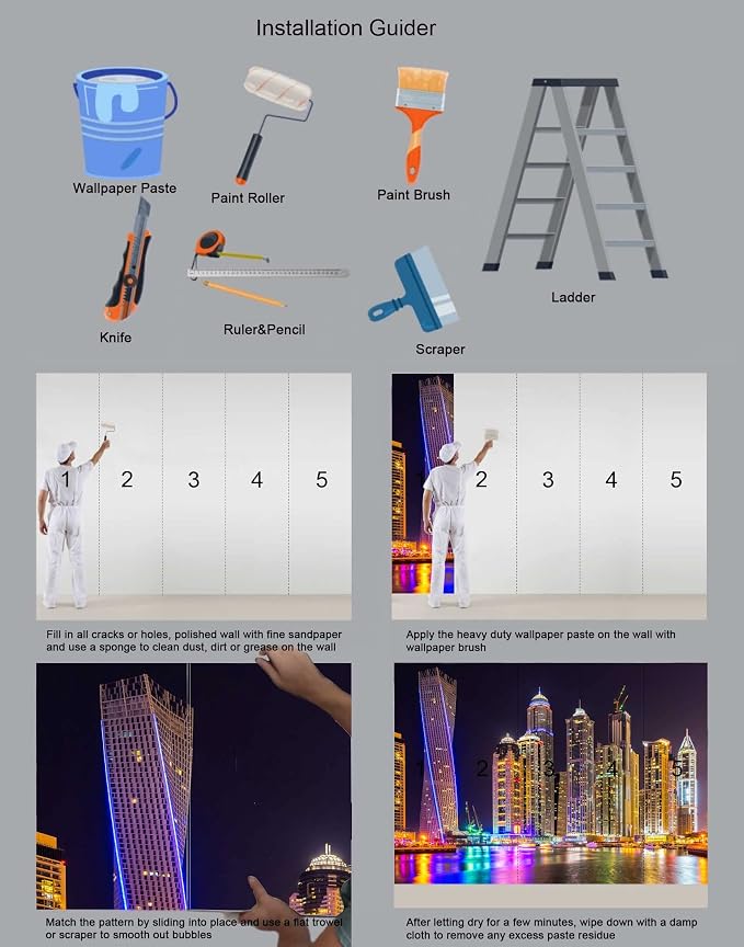 Mural Wallpaper Large City Night View Wall Mural - Image 4