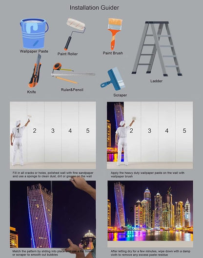 Mural Wallpaper Large City Night View Wall Mural - Image 4