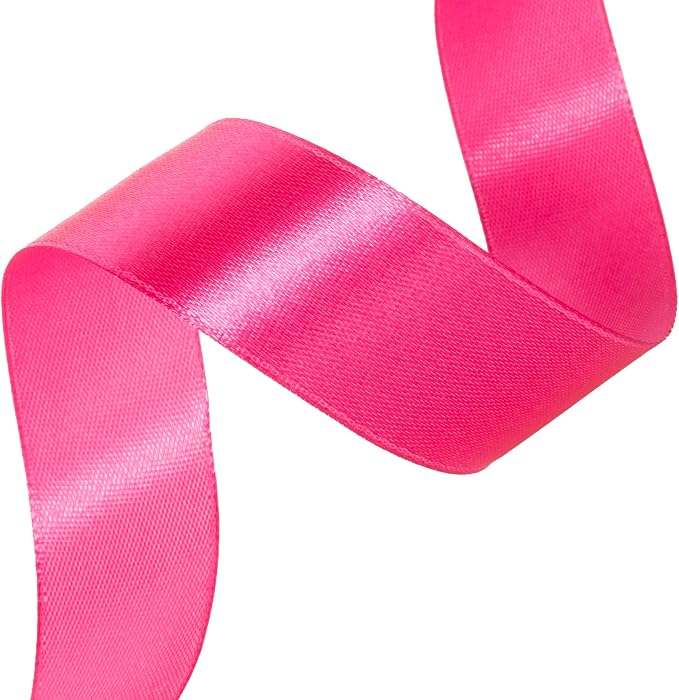 1 Inch Rose Red Solid Satin Ribbon, 50 Yards Craft Fabric Ribbon - Image 2