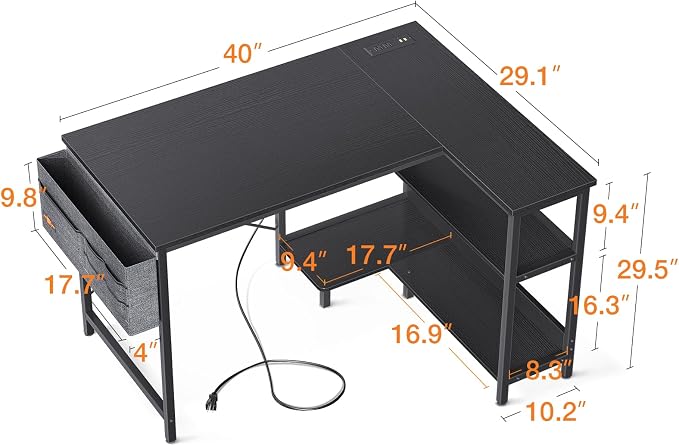 ODK 40 Inch Small L Shaped Gaming Computer Desk - Image 3