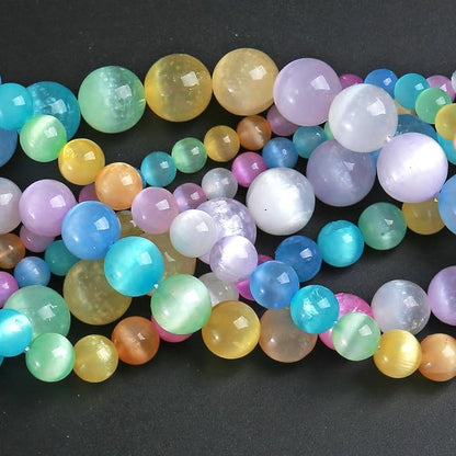 6MM 120pcs Mixed Color Selenite Gypsum Beads Natural Stone Round Loose Beads - Image 3