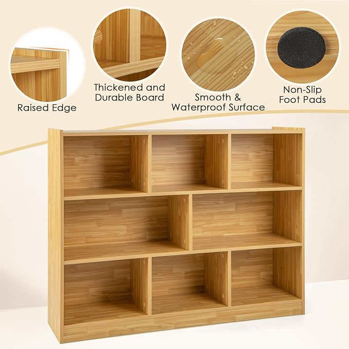 Toy Storage Organizer, 3-Tier Kids Bookshelf, 8 Cube Kids' Bookcases, Cabinets - Image 7