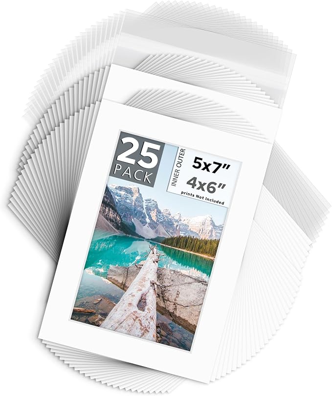 Mat Board Center, 5x7 for 4x6 White Mat Kit by MatBoardCenter