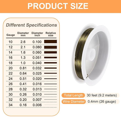 HARFINGTON 30ft Jewelry Wire, 26 Gauge Brass Craft Soft Metal Tarnish Resistant - Image 2