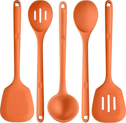 Silicone Kitchen Cooking Utensil Set: U-Taste 600ºF Heat Resistant 13.6in Extra by U-Taste