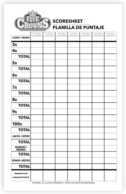 Five Crowns Scorepad – 130 Page Replacement Score Sheet, Card Game Score Card by PlayMonster