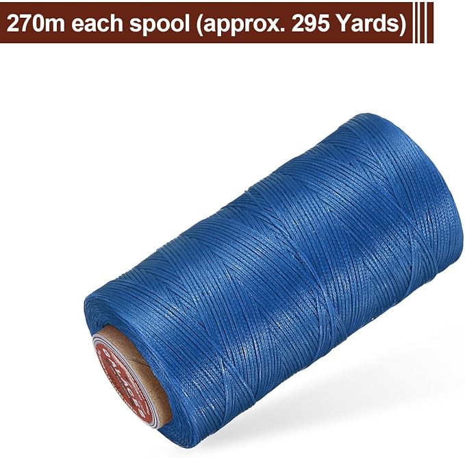 uxcell Flat Leather Sewing Waxed Thread, 270m / 295 Yards Polyester Wax String - Image 3