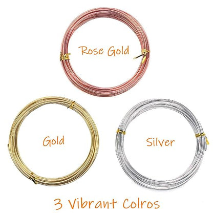 Cinvo 3 Rolls Craft Wire Jewelry Beading Wire Flexible Aluminum Wire Tarnish - Image 2