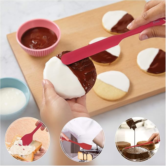 HOTEC Heat Resistant 600℉ BPA-Free Silicone Rubber Spatula Set, Kithchen - Image 2