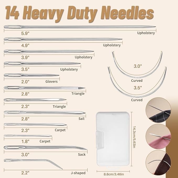 IMZAY 132 Yards Upholstery Repair Kit, 0.55MM and 0.8MM Waxed Sewing Thread - Image 2