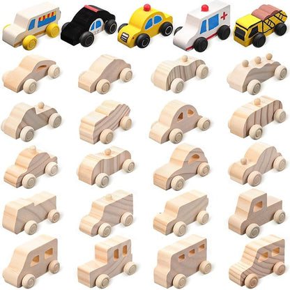 Leyndo 20 Pcs Small Wooden Cars to Paint by Leyndo