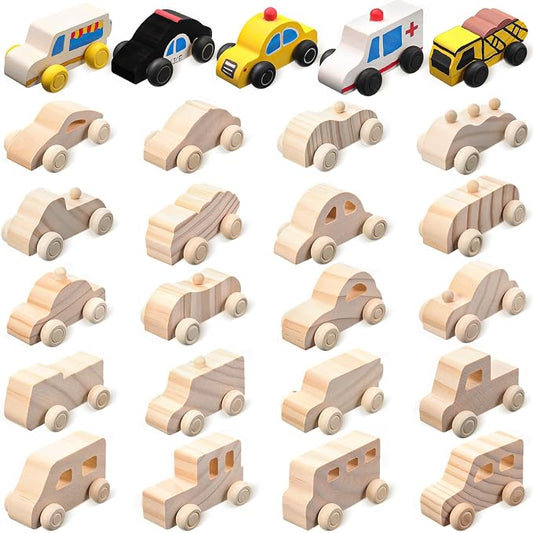 Leyndo 20 Pcs Small Wooden Cars to Paint by Leyndo