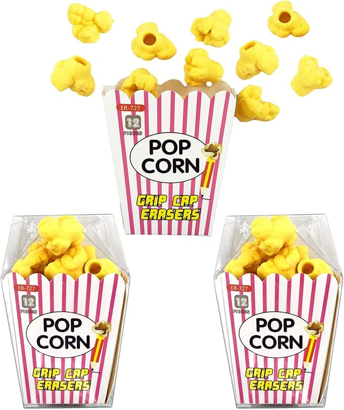 Pencil Top Erasers 36 Pack Popcorn Pencil Erasers Toppers Cap Erasers by Dreamm