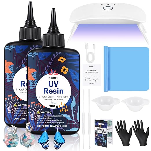 KISREL UV Resin with Light - 200g Upgraded Hard Type Crystal Clear Ultraviolet by KISREL