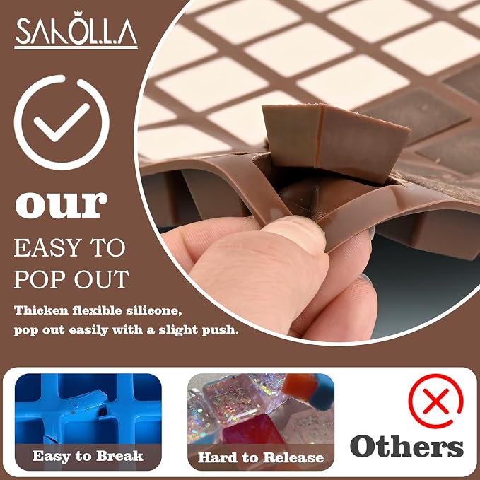 Sakolla 2 Pack Square Chocolate Molds, 72 Cavities Terrace Silicone Molds - Image 4