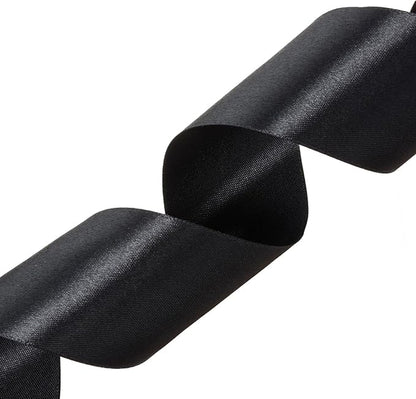 2 Inch Black Solid Satin Ribbon, 50 Yards Craft Fabric Ribbon - Image 2