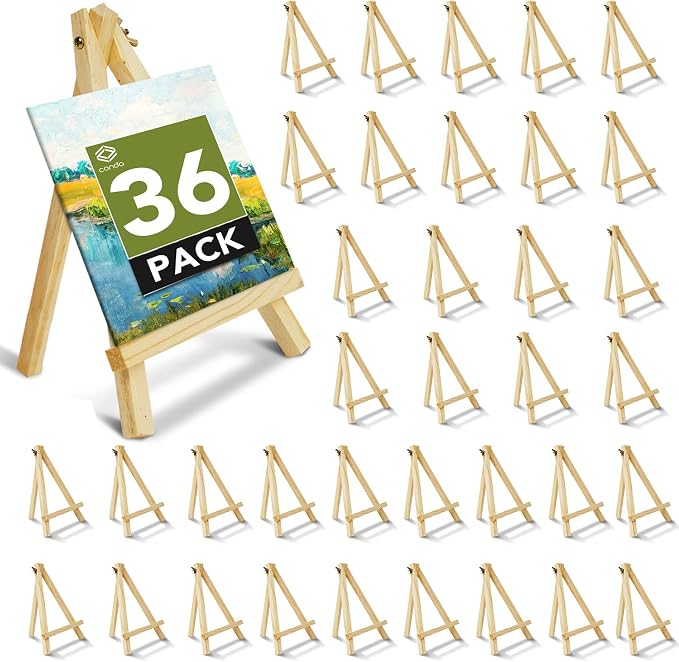 36 Pack 9 Inch Wood Easels, Easel Stand by CONDA
