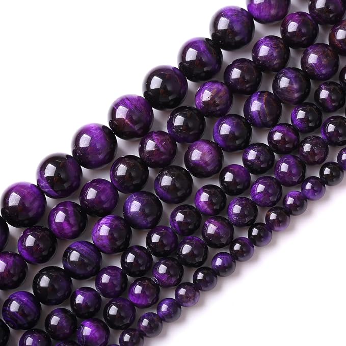 8mm 45pcs A+ Natural Purple Tiger Eye Stone Beads Round Spacer Loose Beads - Image 2