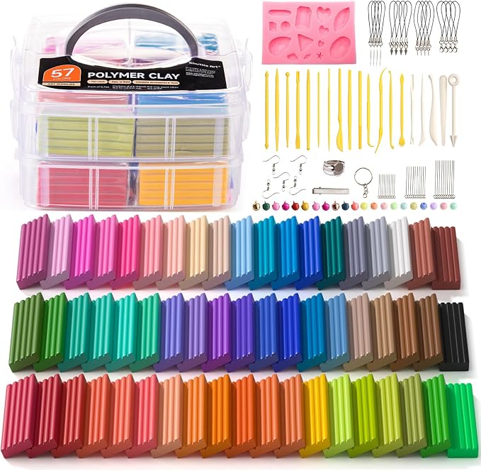 Shuttle Art Polymer Clay Kit, 57 Colors, Soft Oven Clay Kit, 19 Carving Tools by ShuttleArt