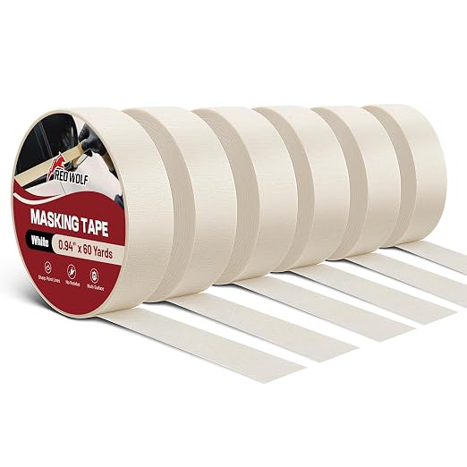 RED WOLF 0.94" x 60 Yards Masking Tape 6 Pack, General Purpose by REDWOLF