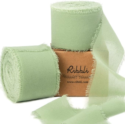 Ribbli Sage Green Chiffon Ribbon by Ribbli