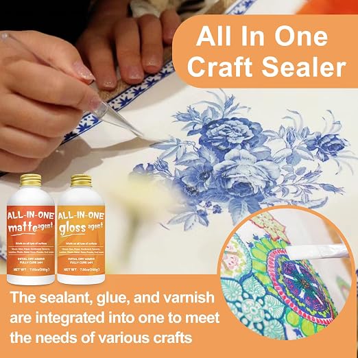 Crafts Sealer Gloss Matte Finish, 200ml+200ml All in One Craft Glue, and Finish - Image 2