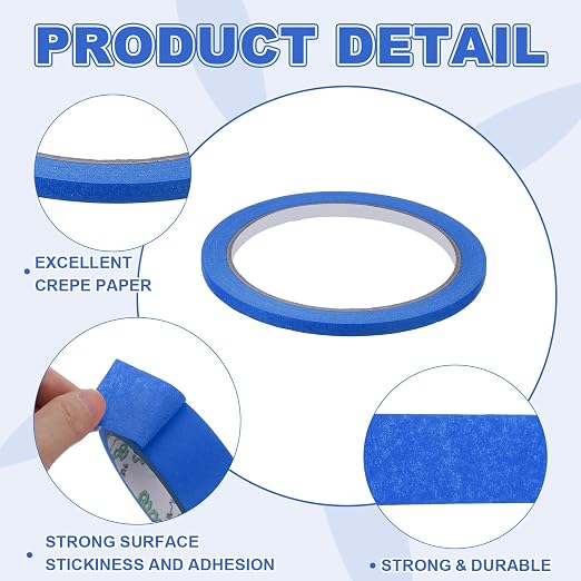 MECCANIXITY Masking Tape 0.2 Inch x 21 Yard Painter's Tape Blue Paint Tapes - Image 3