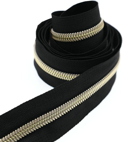Leekayer #5 Metallic Nylon Coil Zippers by The Yard Bulk 10 Yards Black Zipper - Image 8
