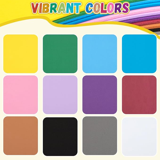 12 Pack Foam Sheets Craft 8 x 12 inch, 12 Colors Eva Foam Paper - Image 3
