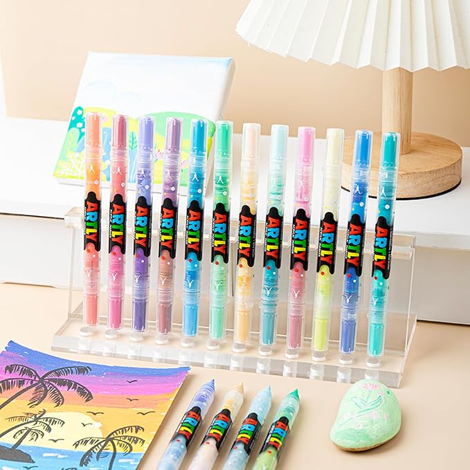 24 Colors Paint Markers, Dual-Color Acrylic Pens by Unknown