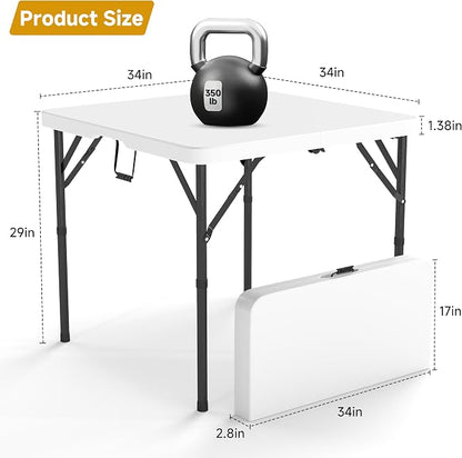 34" Square Folding Table, Portable Plastic Card Table - Image 3