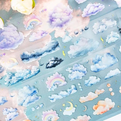 6 Rolls Cloud PET Tape Set, Pre-Cut Sky Ephemera Stickers - Image 3