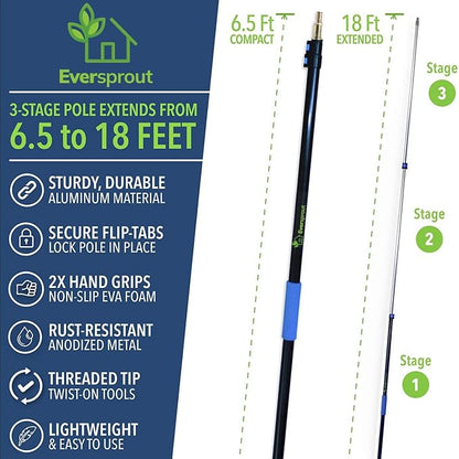 EVERSPROUT 6.5-to-18 Foot Telescopic Extension Pole | Lightweight Sturdy - Image 2