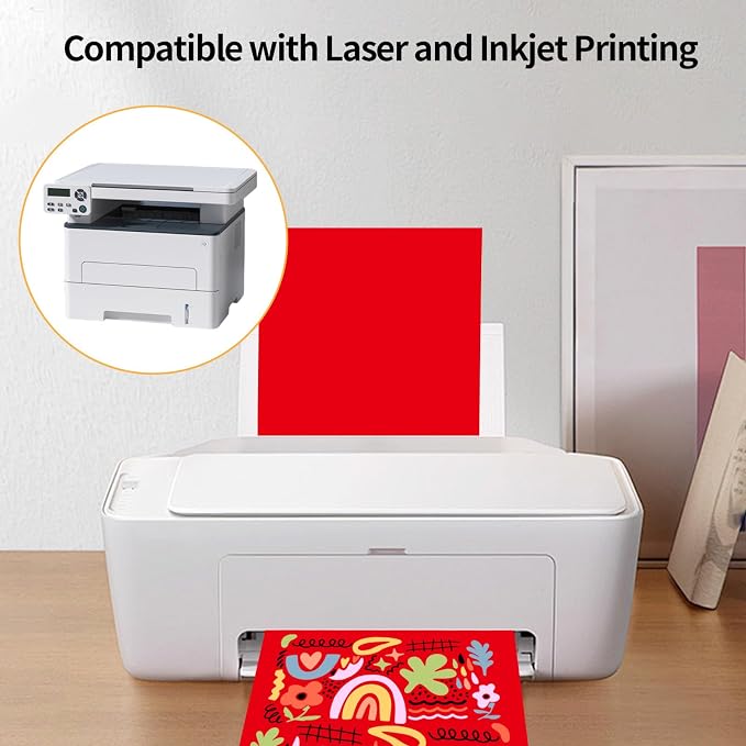 Printable Sticker Paper, 20 Sheets Red Printable Sticker Paper, Laser/Inkjet - Image 4
