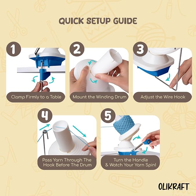 Olikraft Manual Yarn Winder | Yarn Ball Winder, Baller Crochet Spinner - Image 6