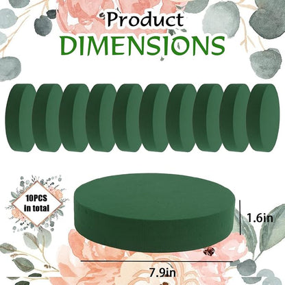 KIMOBER 10PCS 8" Large Round Floral Foam Bricks, Wet Green Foam Blocks - Image 2