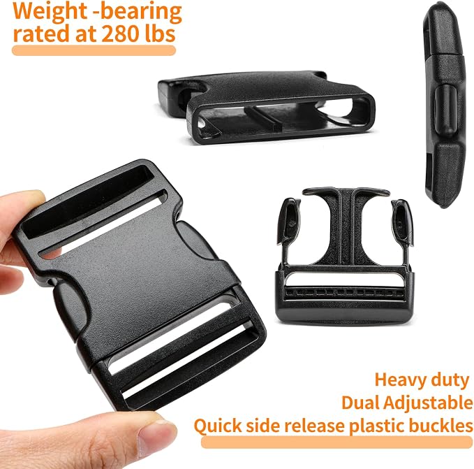 2" Heavy-Duty Buckle & Straps Set: 6-Pack Side Release Plastic Buckles - Image 4