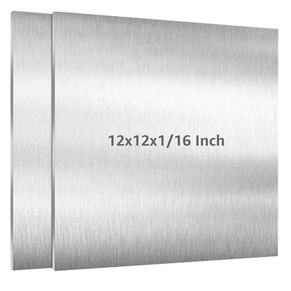 2 Pack 6061 T651 Aluminum Sheet Metal 12" x 12" x 1/16" Rectangle Metal Plate by AMZDEPOT