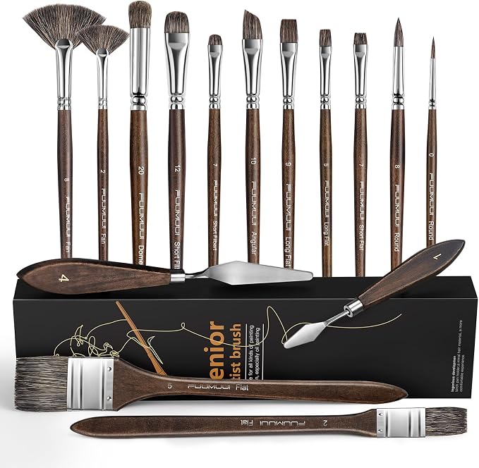 Oil Paint Brush Set, Filbert for Oil, Acrylic Canvas Paintings by FUUMUUI