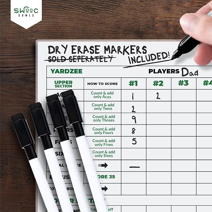 SWOOC Games® - 5 Big Premium Laminated Yardzee & Farkle Score Cards - Large - Image 4
