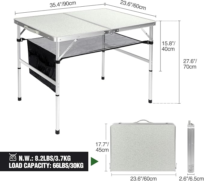 RedSwing Folding Table 3 Feet Adjustable Height, Lightweight and Portable - Image 3