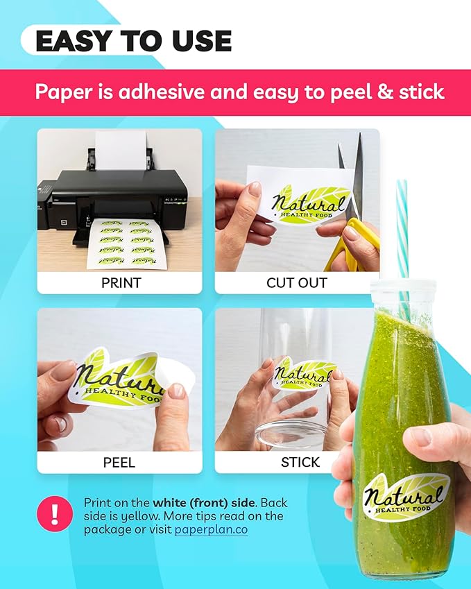 Sticker Paper for Inkjet Printer -, 8.5 x 11" Letter Size, Matte Sticker Paper - Image 6