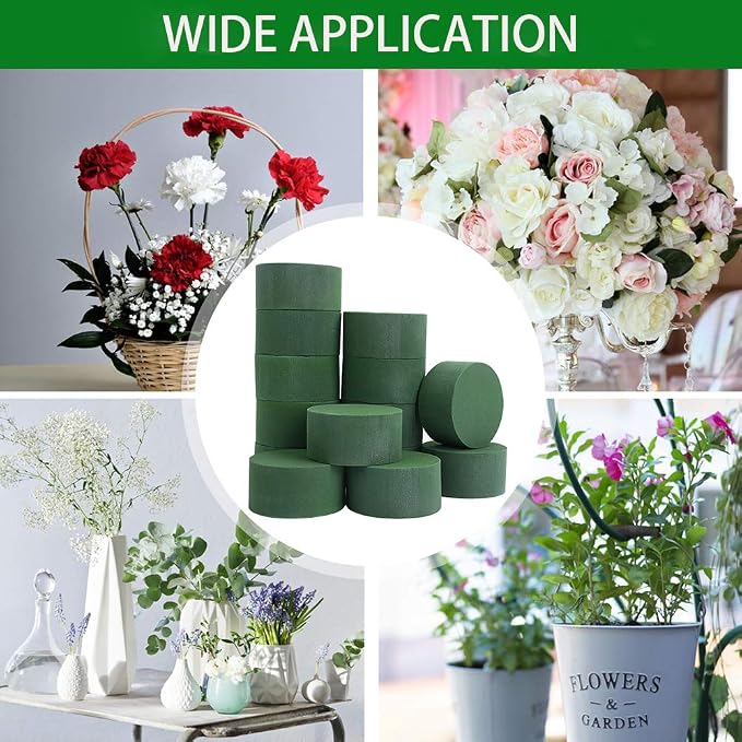 LOMIMOS 20PCS 3''Round Floral Foam Bricks, Wet Florist Floral Foam Block Flower - Image 6