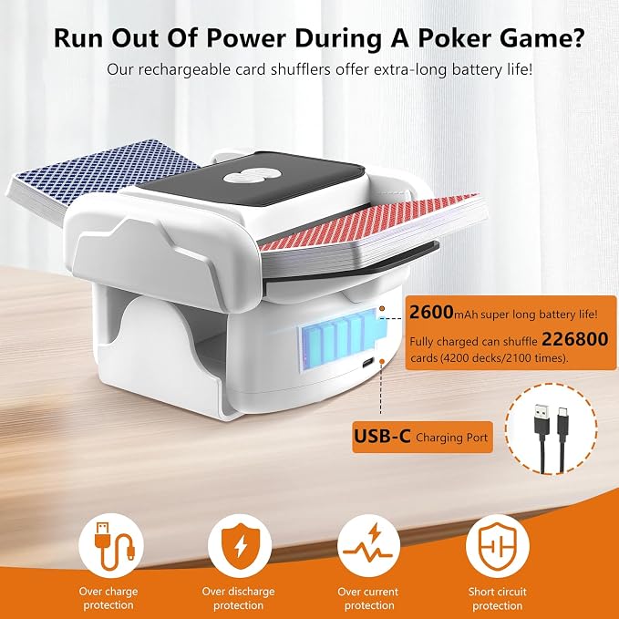 Automatic Card Shuffler，Rechargeable One-Click Card Shuffler - Image 4