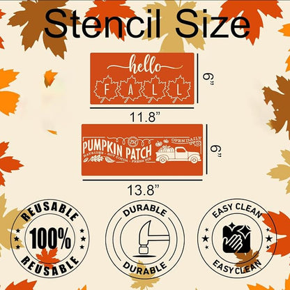 Fall Stencils for Painting on Wood Pumpkin Thanksgiving Stencil Reusable Hello - Image 2
