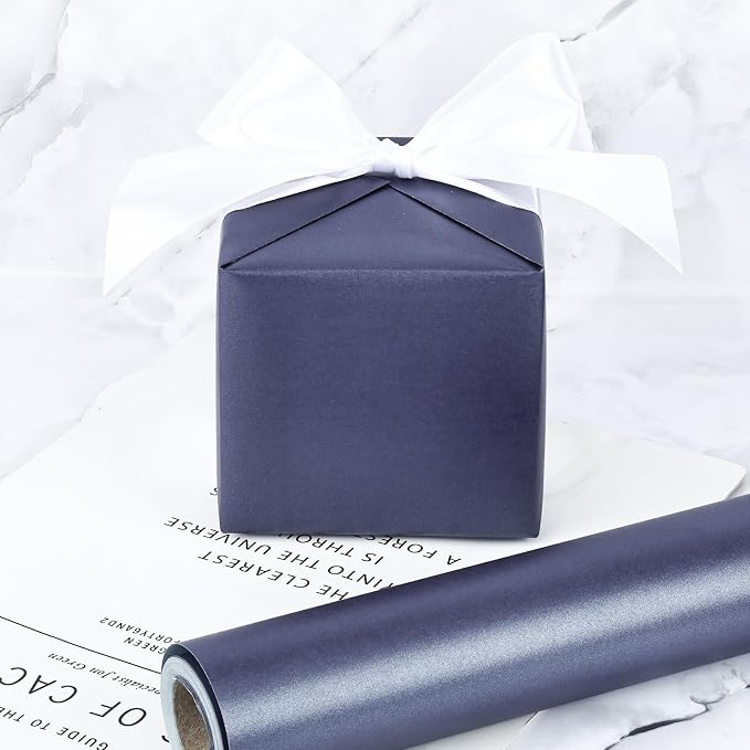 NESCCI Dark Blue Matte Wrapping Paper, Solid Color Pearly-Lustre Paper-3 Roll - Image 5