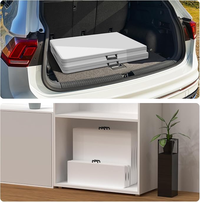 Folding Table 6ft, Foldable Portable Heavy Duty Plastic Fold-in-Half Utility - Image 7